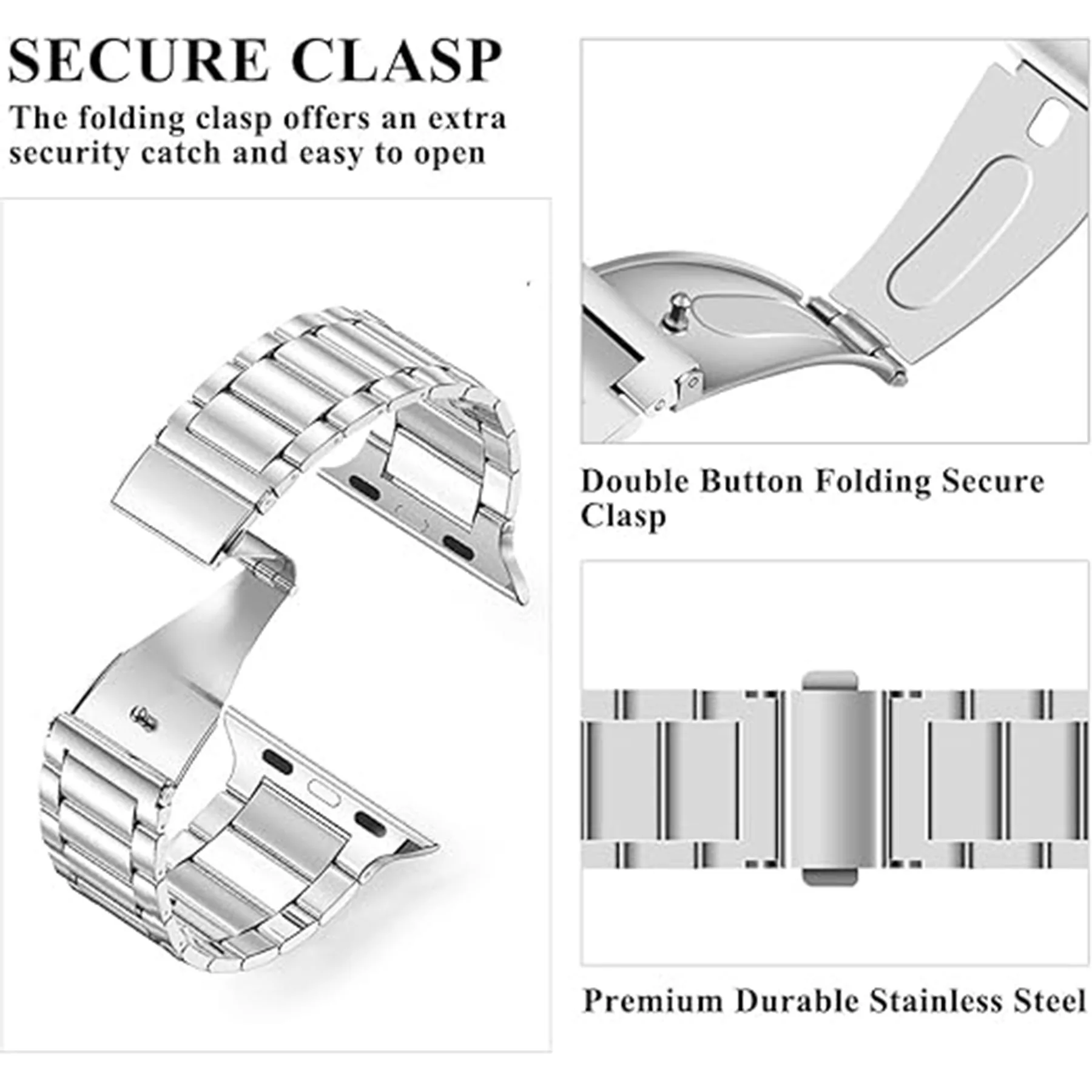 بند گوف مدل Stainless 5Bead مناسب برای اپل واچ Ultra 49mm