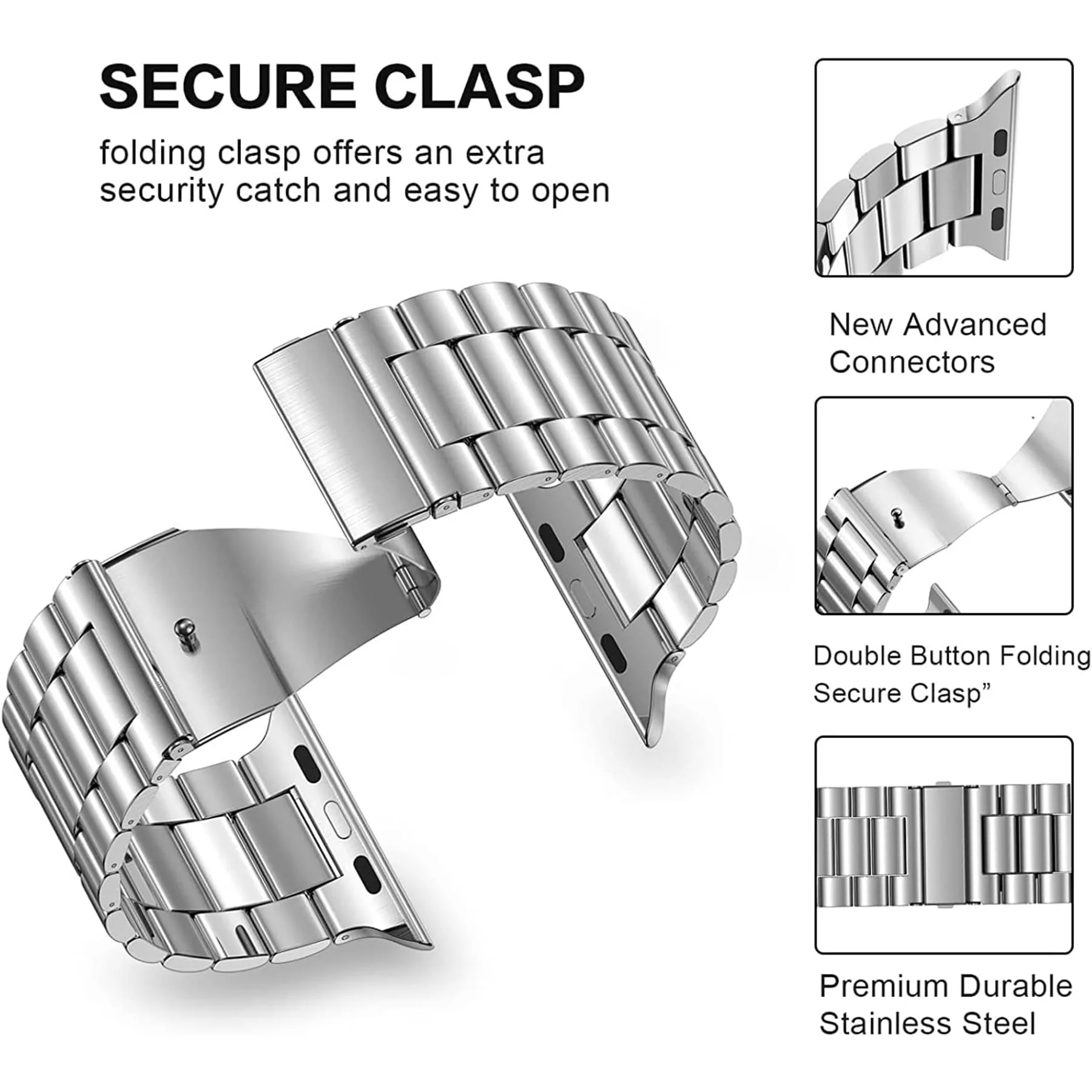 بند گوف مدل Stainless 5Bead مناسب برای اپل واچ Ultra 49mm