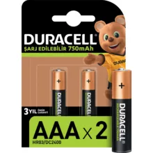 باتری نیم قلمی قابل شارژ دوراسل مدل HR03-750 بسته 2 عددی