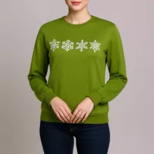 سویشرت زنانه رای مدل برفی رنگ سبز