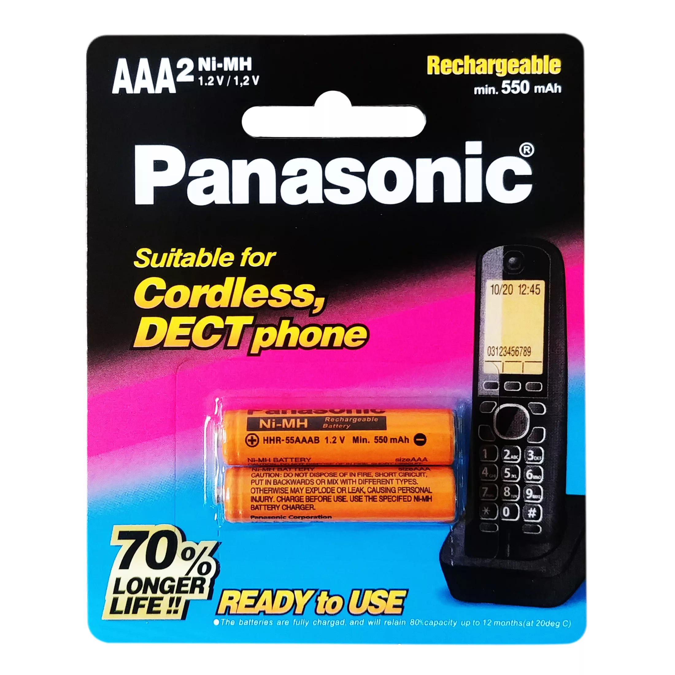 باتری تلفن بی سیم پاناسونیک مدل HHR-55AAAB بسته 12 عددی