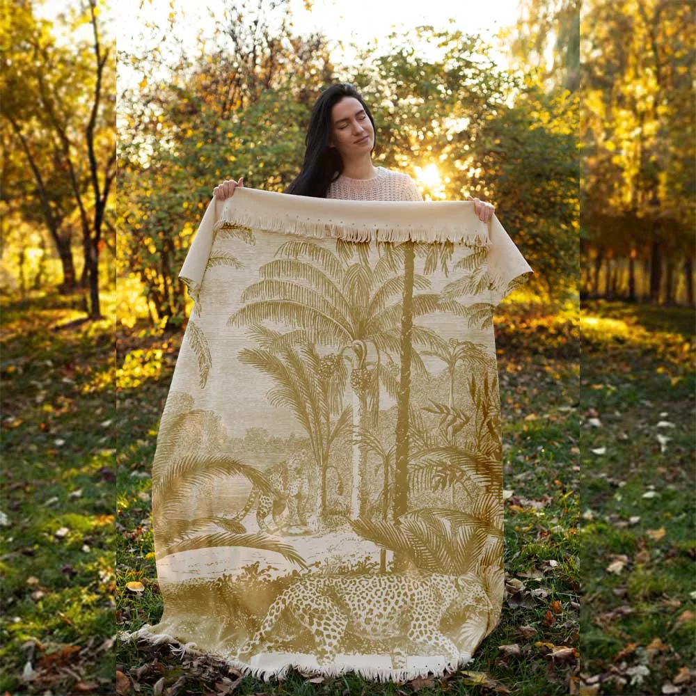 شال مبل طرح ببر کد H2SH1019 سایز 98x180 سانتی متر