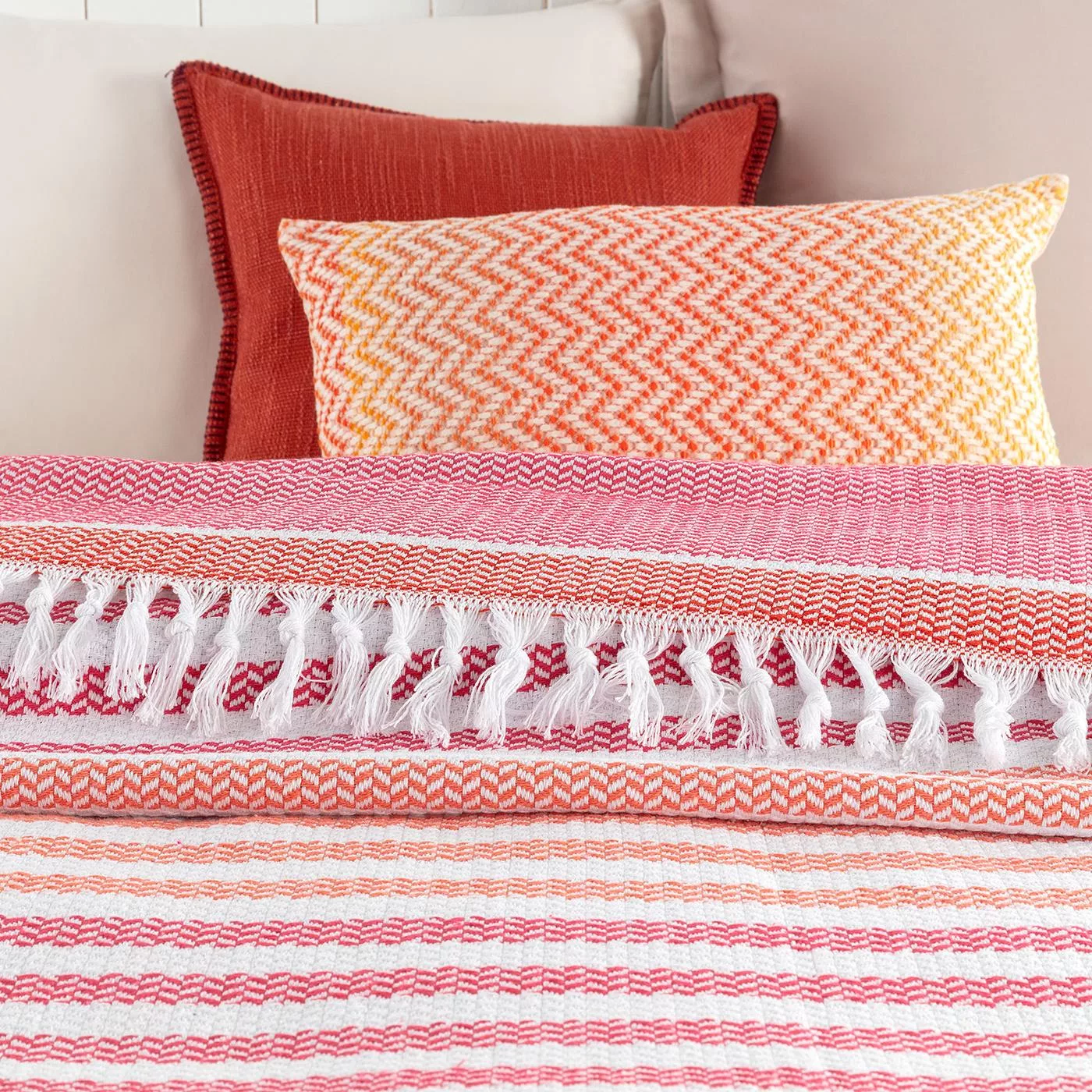 روتختی مادام کوکو مدل Sheryl Pembe Turuncu دو نفره سایز 240×220 سانتی متر