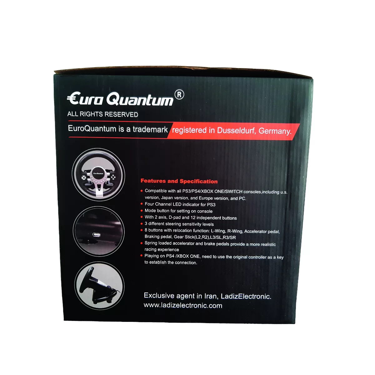 فرمان بازی یورو کوانتم مدل E-Q-RACING WHEEL مناسب برای PS4-XBOXONES-PC-PS3-SWITCH