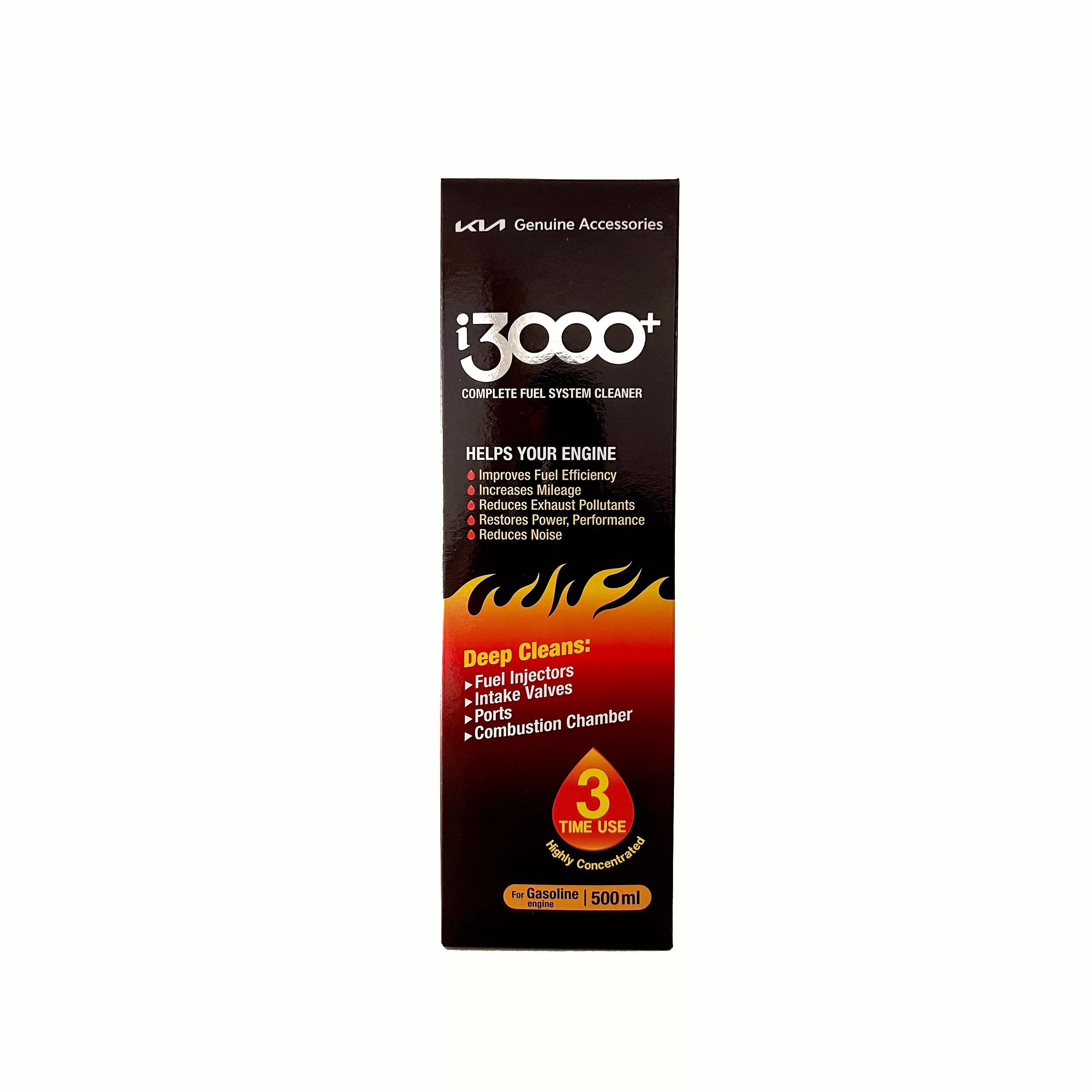 محلول تمیز کننده و مکمل سوخت خودرو قابل استفاده برای خودرو های بنزینی جنینون اکسسوری مدل آی سه هزار پلاس حجم 500 میلی لیتر