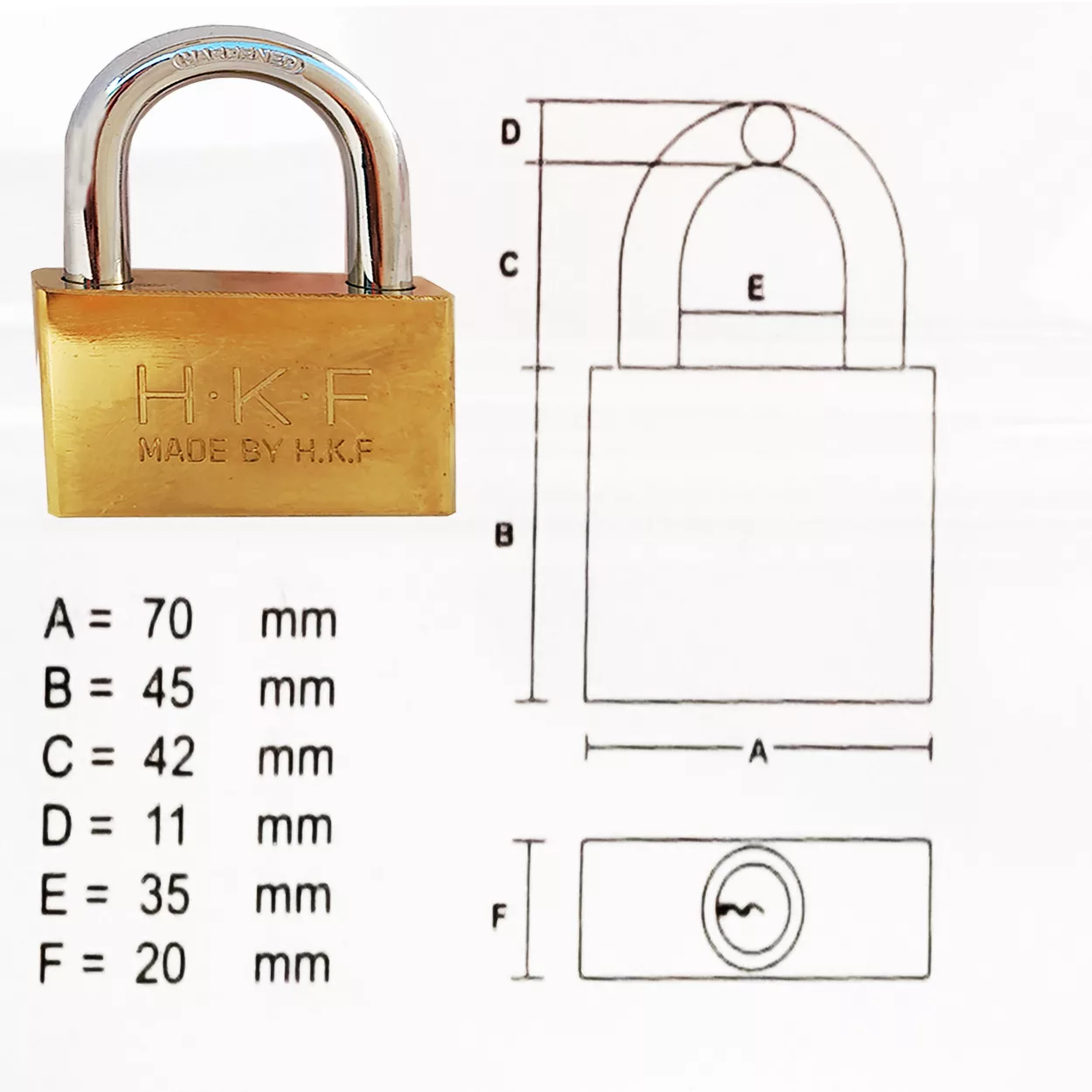 قفل آویز اچ کی اف مدل AT - 70