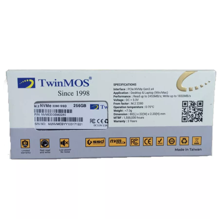 اس اس دی اینترنال تویین موس مدل NVMe M.2 2280 PCIE ظرفیت 256 گیگابایت