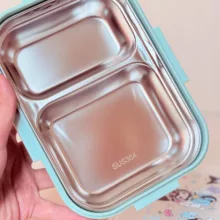 ظرف غذای کودک مدل لانچ باکس کرومی استیل به همراه قاشق