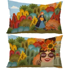 رو بالشی مدل دختر پاییزی کد F2PI1003-1004 مجموعه دو عددی