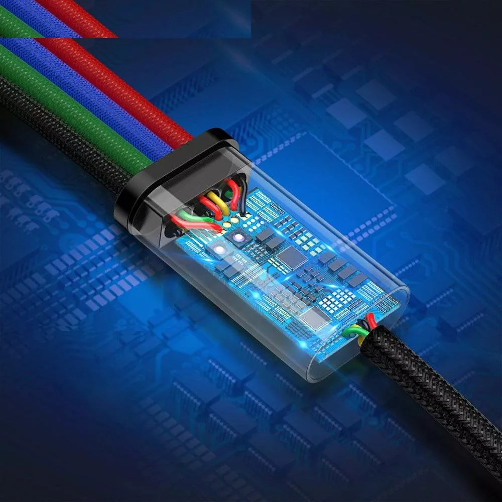 کابل تبدیل USB به لایتنینگ/USB-C/microUSB باسئوس مدل Rapid Series CA1T4-A01 طول 1.2 متر