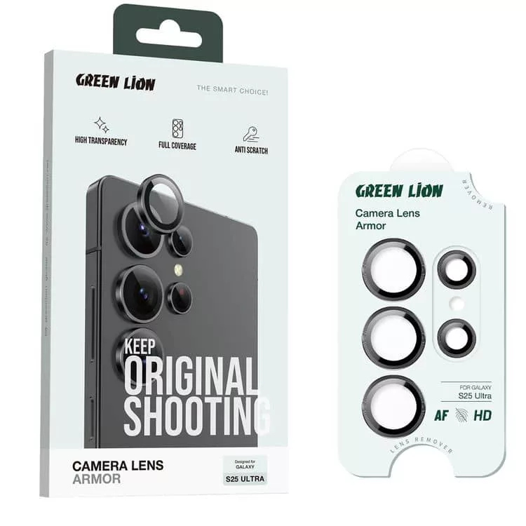 محافظ لنز دوربین گرین لاین مدل Armor مناسب برای گوشی موبایل سامسونگ Galaxy S25 Ultra