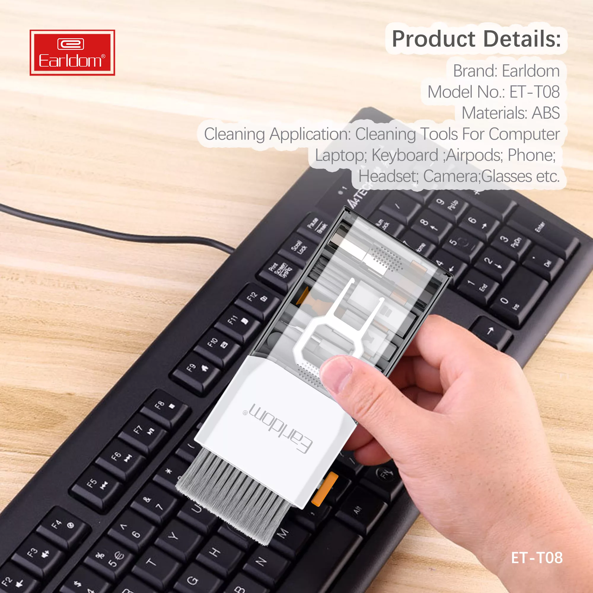 کیت تمیز کننده کیبورد و ایرپاد ارلدام مدل 8IN1 Clining Kit T08