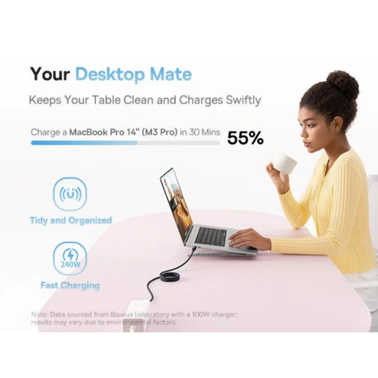 کابل USB-C بیسوس مدل PicoGo Magnetic 240W طول 1 متر