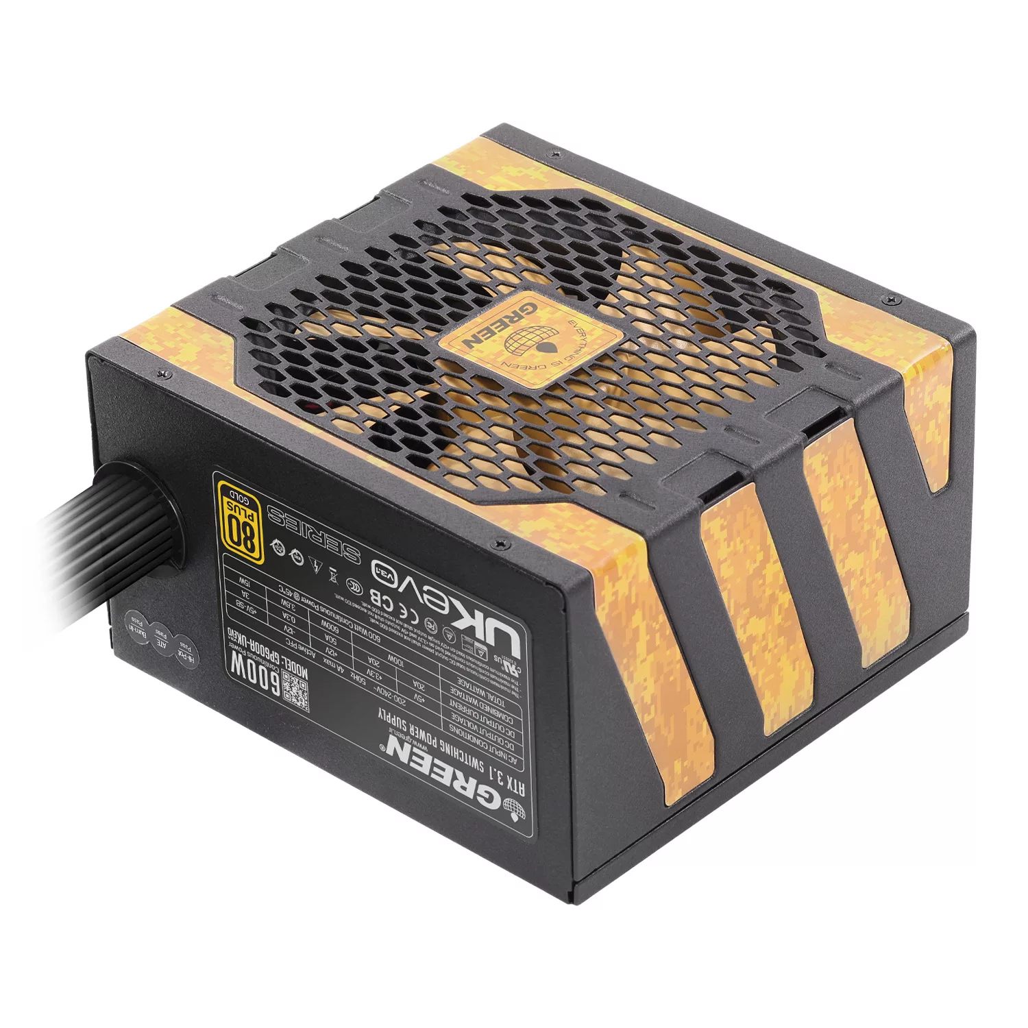 منبع تغذیه کامپیوتر 600W وات گرین مدل GP600A-UK EVO V3.1 (ATX 3.1)