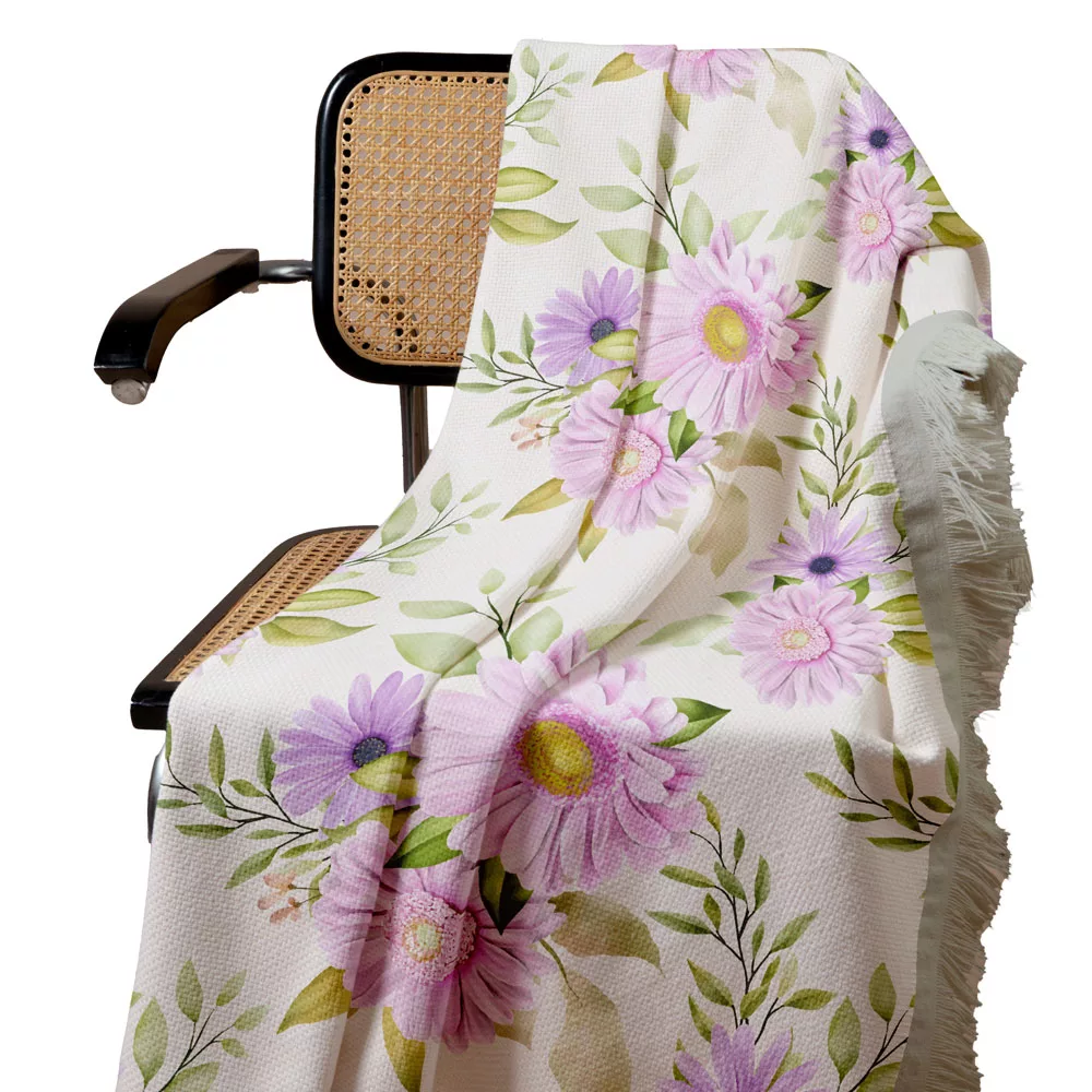 شال مبل مدل گلهای بابونه کد F2SH1079 سایز 100x180 سانتی متر