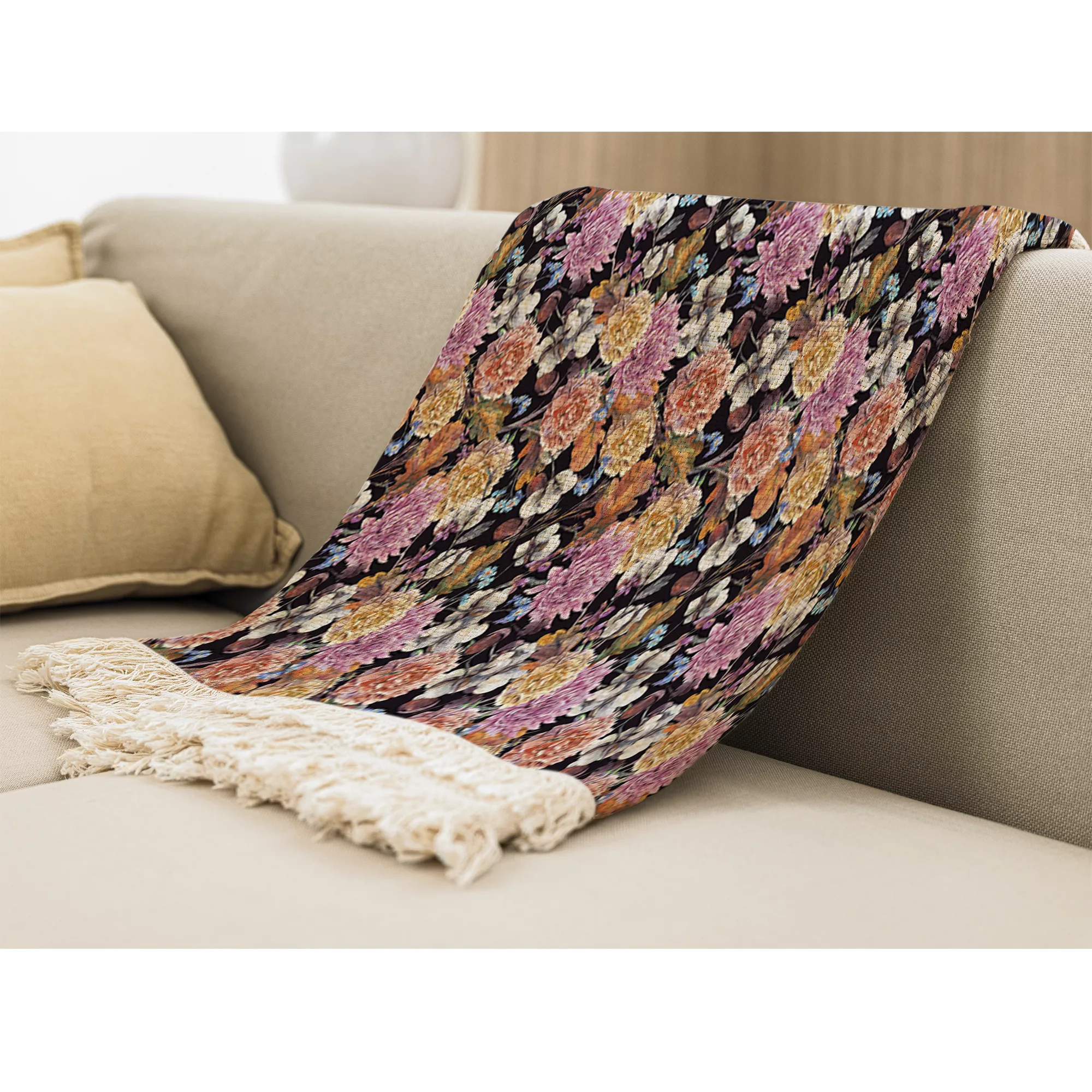 شال مبل بارمان دکور طرح گلستان کد 30 سایز 98x180 سانتی متر