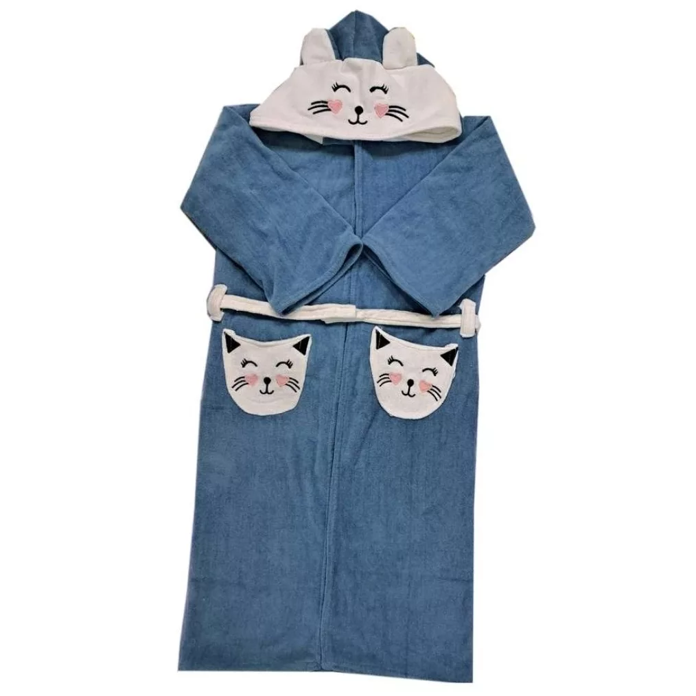 حوله پالتویی کودک طرح گربه ملوس سایز 70