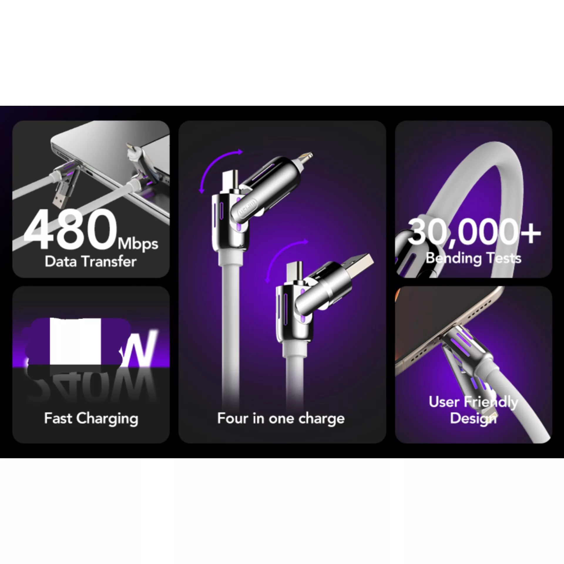 کابل تبدیل USB-C و USB-A / Lightning / USB سنتکس مدل C27 طول 1متر