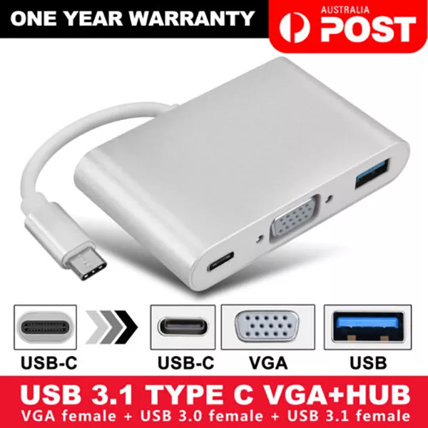 مبدل usb-c به VGA/ USB/ usb-c مدل MULTIPORT