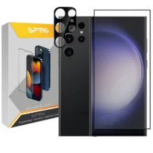 محافظ لنز دوربین اسپریگ مدل 3D-FU مناسب برای گوشی موبایل سامسونگ Galaxy S23 Ultra به همراه محافظ صفحه نمایش