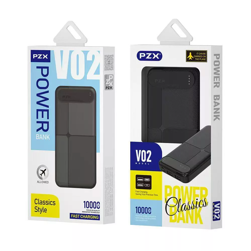 پاوربانک پی زد ایکس مدل V02 ظرفیت 10000 میلی آمپر ساعت