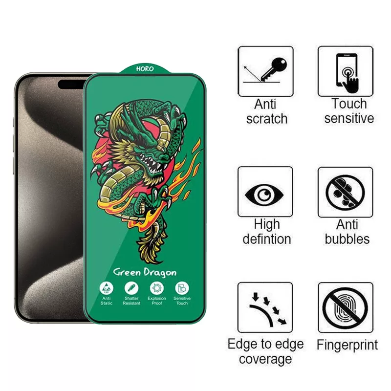 محافظ صفحه نمایش اپیکوی مدل Green Dragon ExplosionProof مناسب برای گوشی موبایل اپل iPhone 15 Pro Max