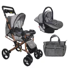 ست کالسکه و کریر مدل شانل ورسا کد 1401به همراه ساک لوازم کودک