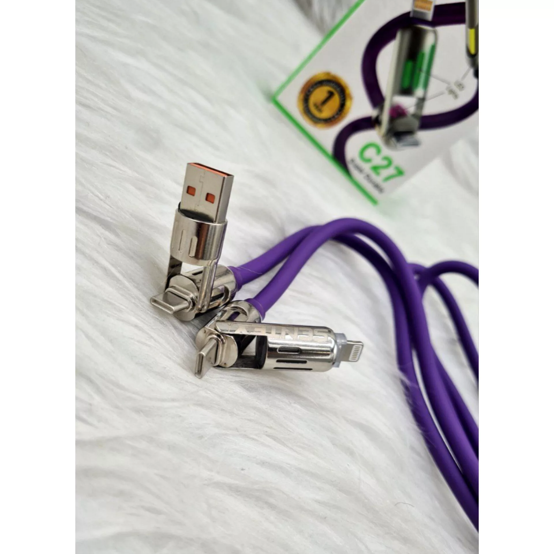 کابل تبدیل USB-C و USB-A / Lightning / USB سنتکس مدل C27 طول 1متر