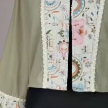 کت رسمی زنانه مدل لینن خرج کار هندی کد AK1298 رنگ سبز سدری