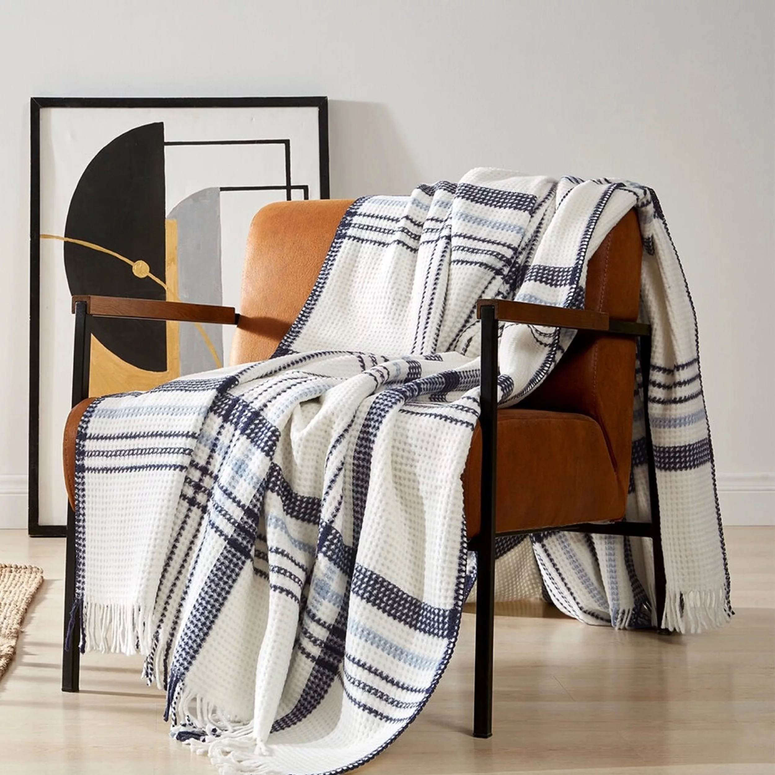 پتو 2 نفر ازدیلک مدل Scotch Mavi Battaniye سایز 220x180 سانتیمتر