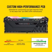رم دسکتاپ DDR4 دو کاناله 3200 مگاهرتز CL16 کورسیر مدل VENGEANCE RGB PRO ظرفیت 16 گیگابایت