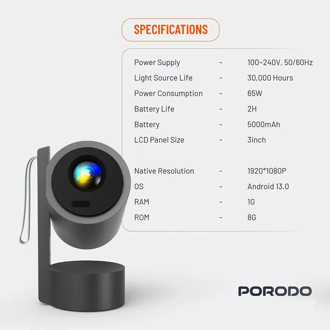 مینی ویدئو پروژکتور پرودو مدل +PD-ETK14-GY HP