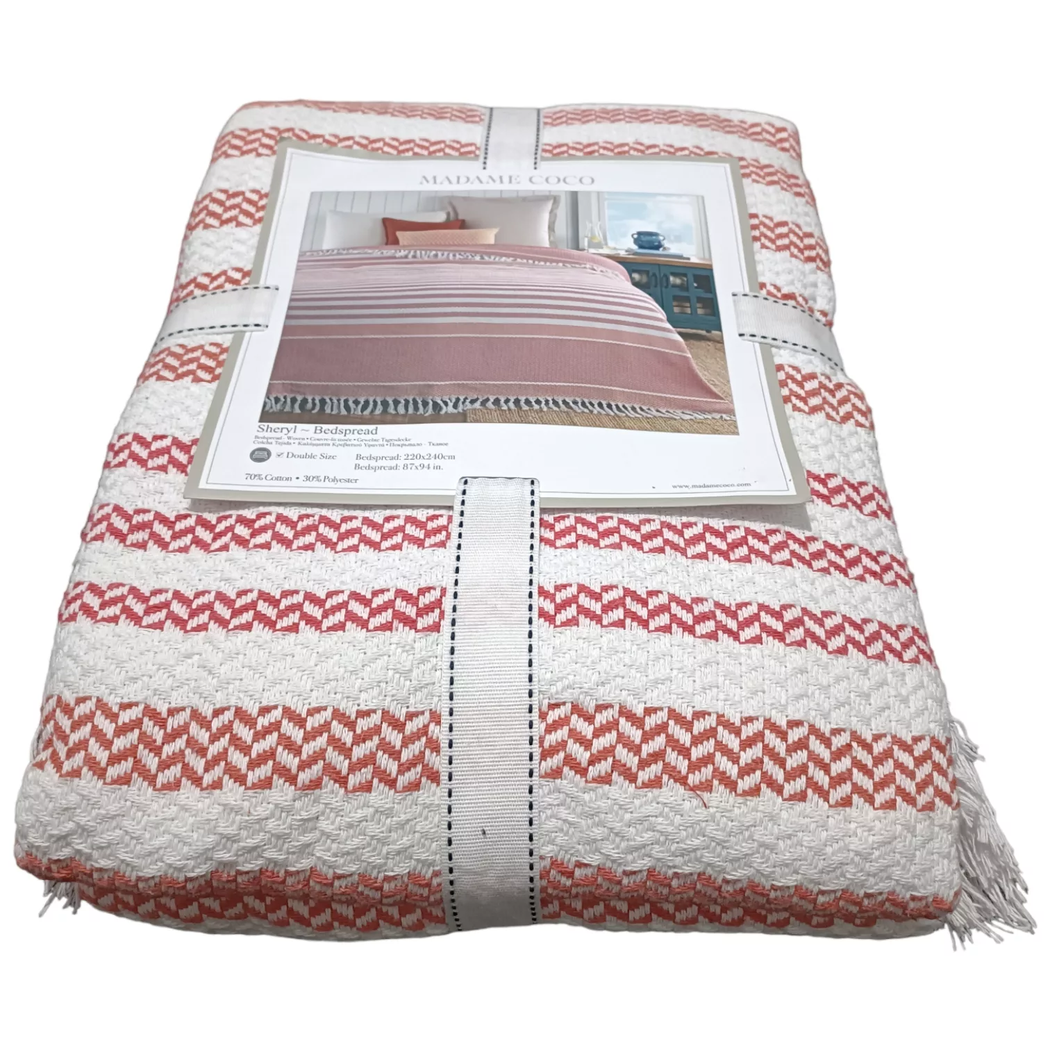 روتختی مادام کوکو مدل Sheryl Pembe Turuncu دو نفره سایز 240×220 سانتی متر