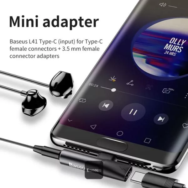 مبدل USB-C به AUX/USB-C باسئوس مدل l41