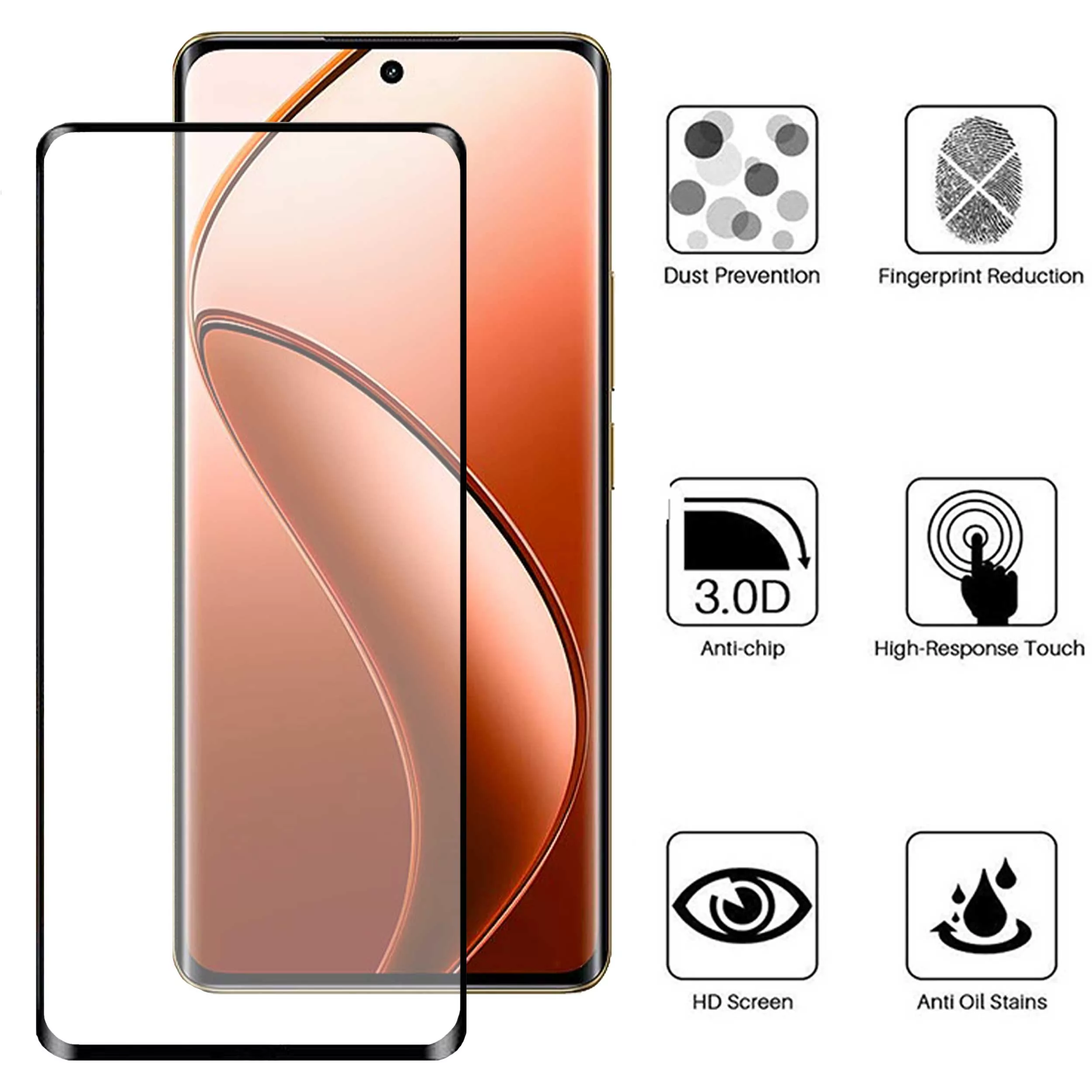 محافظ صفحه نمایش بوف مدل FullGlue-Max مناسب برای گوشی موبایل ریلمی Realme 12 Pro Plus / 12 Pro / 12 Plus