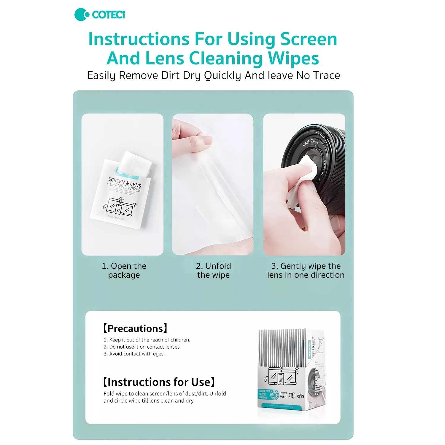 دستمال تمیز کننده لنز و دوربین کوتتسی مدل TR-017 بسته پنجاه عددی