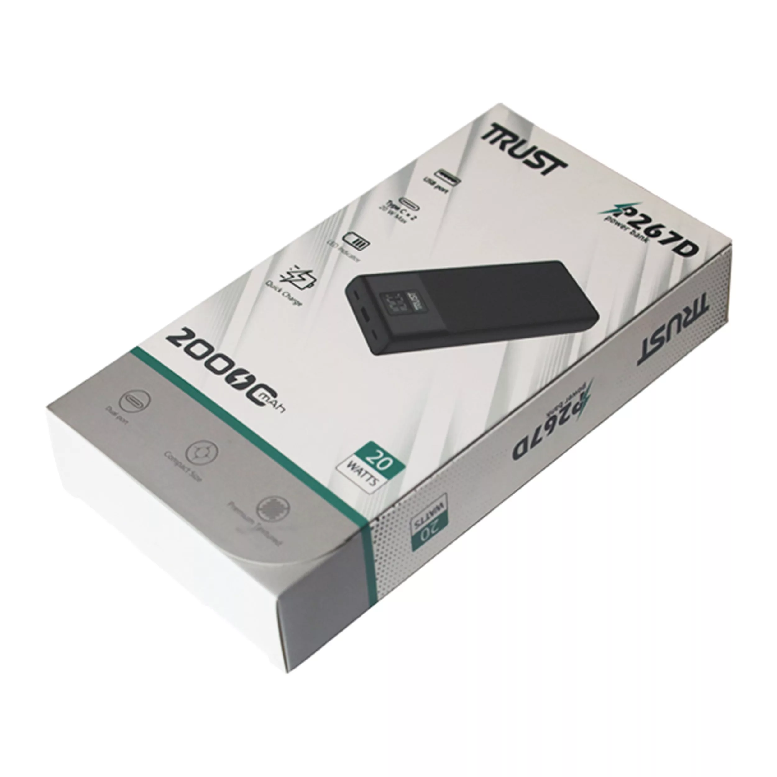 پاوربانک تراست مدل P267D ظرفیت 20000 میلی آمپر ساعت
