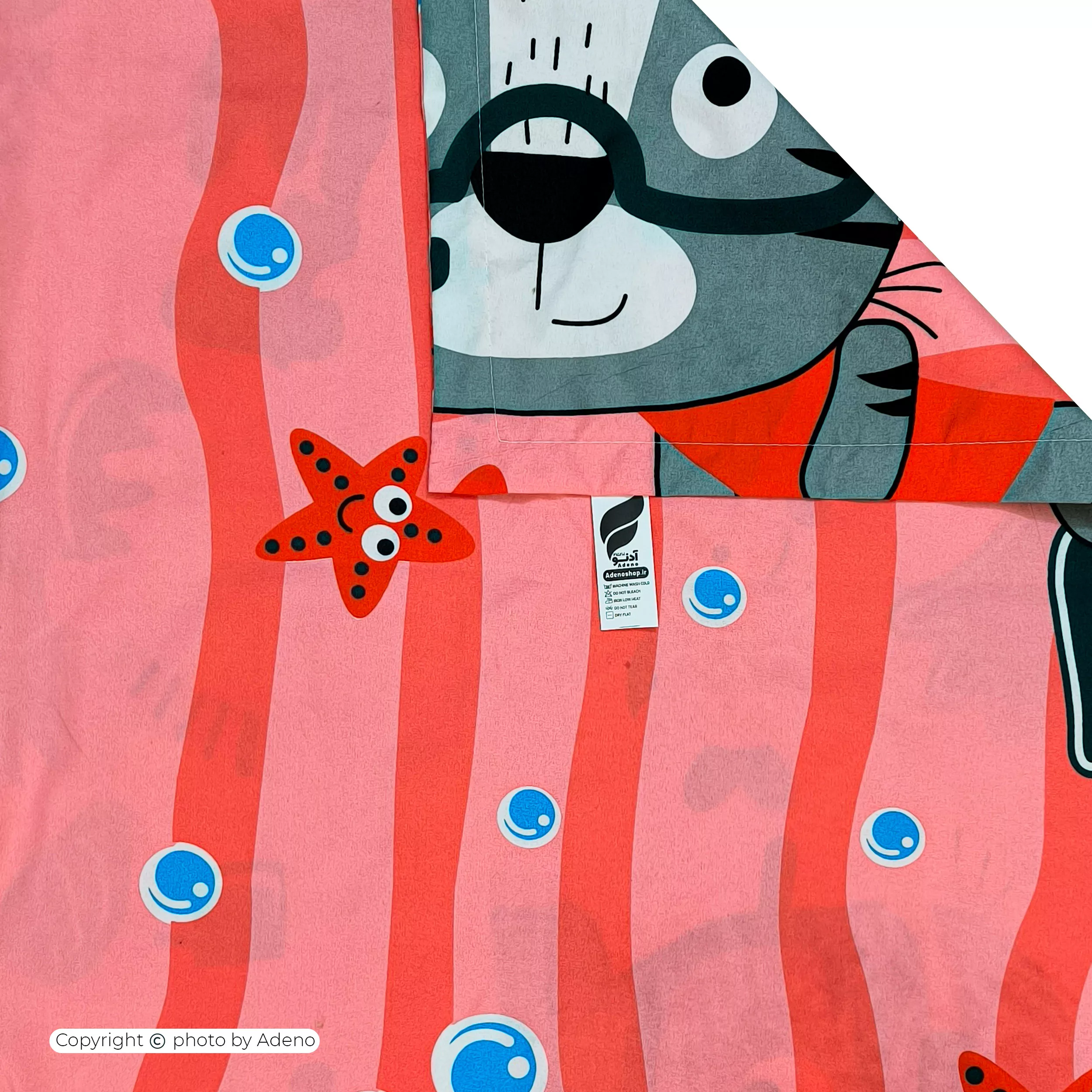 روکش لحاف مایکروفایبر آدنو مدل Lovely cat کد MC16 یک نفره سایز 220x160 سانتیمتر