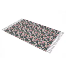 شال مبل بارمان دکور طرح گل نیلوفر کد 52 سایز 98×180 سانتی متر