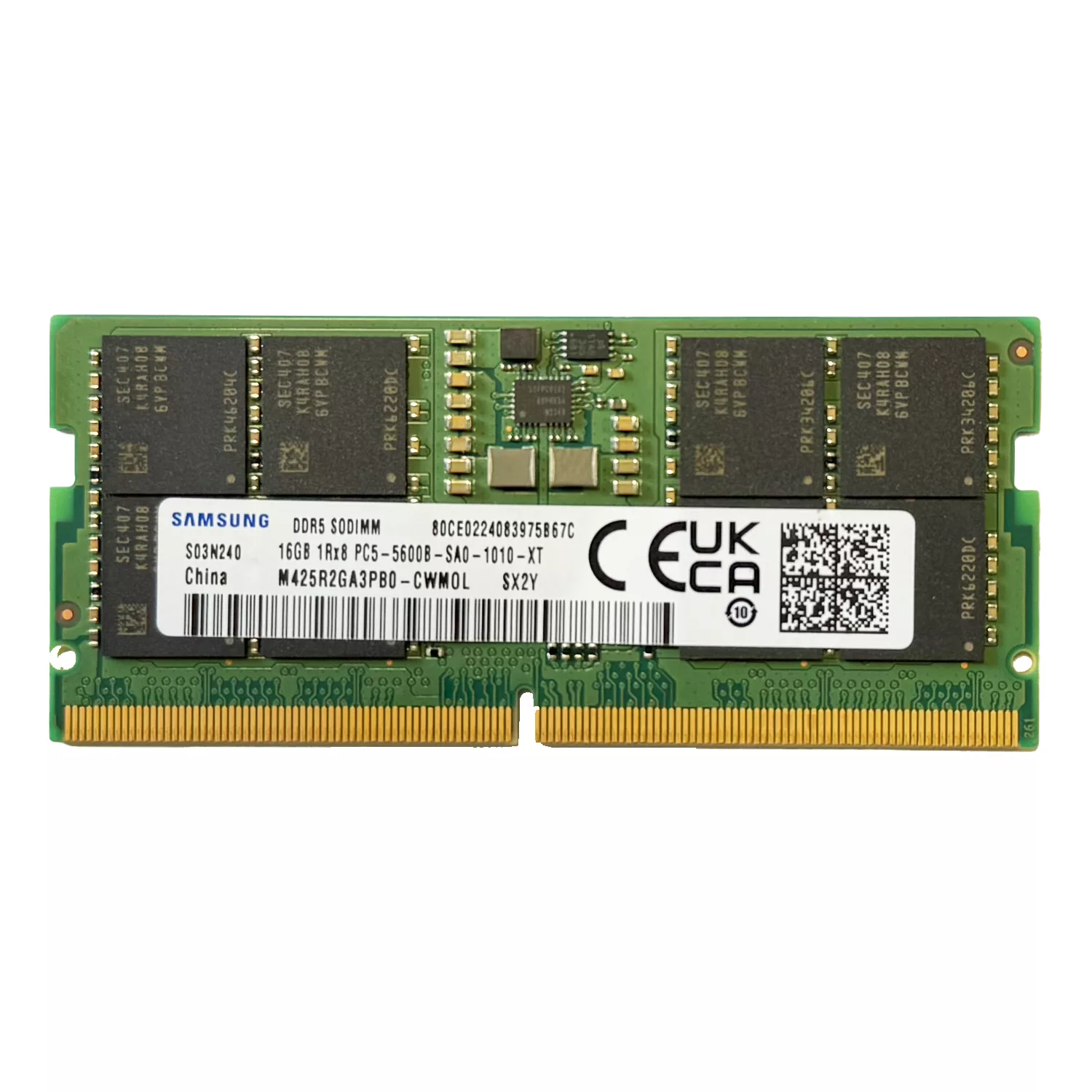 رم لپتاپ DDR5 تک کاناله 5600B مگاهرتز CL46 سامسونگ مدل 1Rx8 ظرفیت 16 گیگابایت