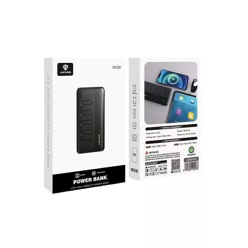 پاوربانک لنیز مدل PX135 ظرفیت 10000 میلی آمپر ساعت