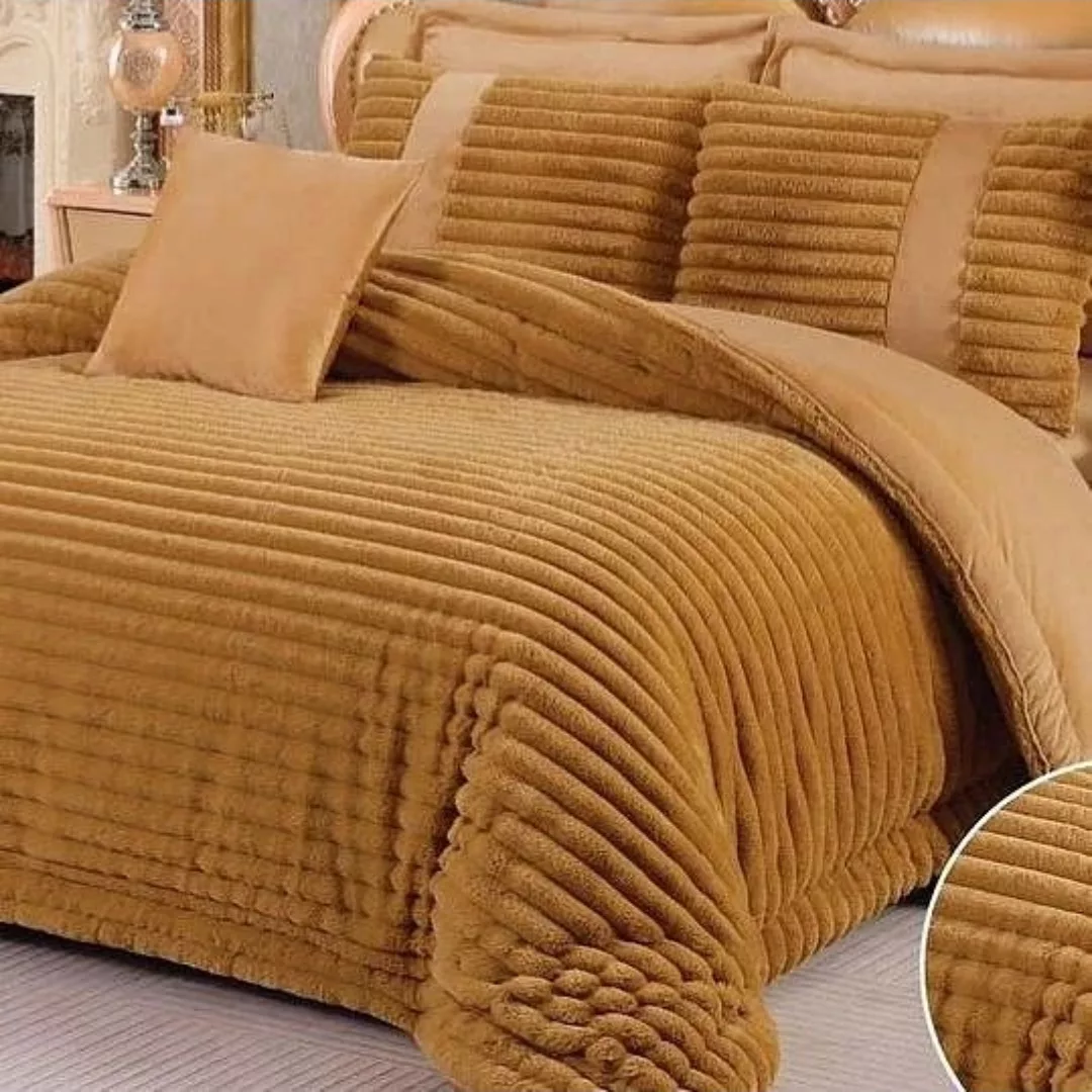 سرویس روتختی مدل مخمل ترک کرکره ای کد AJ 4236 دو نفره 8 تکه