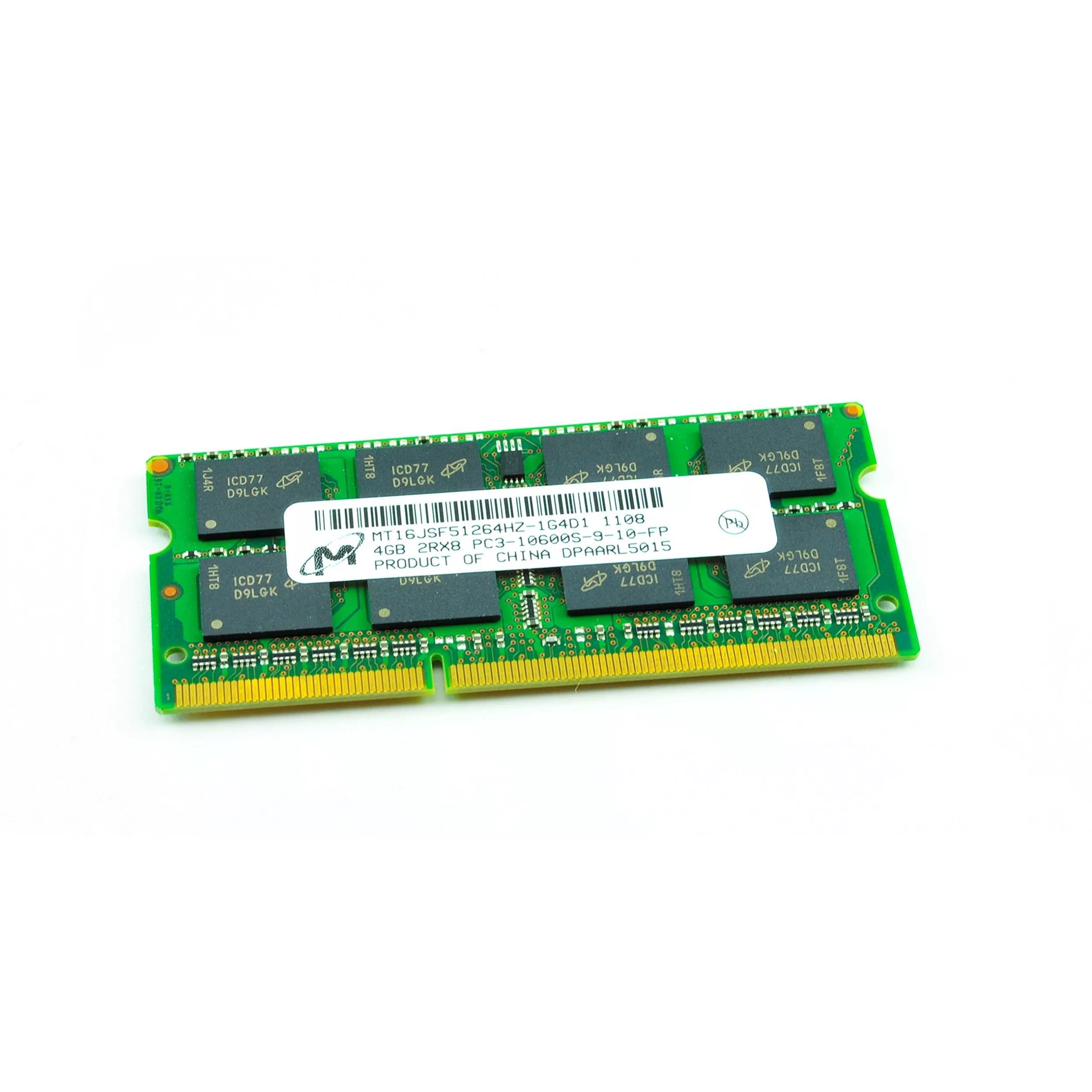 رم لپ تاپ DDR3 تک کاناله 1333 مگاهرتز CL9 میکرون مدل MT16JSF51264HZ-1G4D1-PC3-10600S-9-10-FP ظرفیت 4 گیگابایت