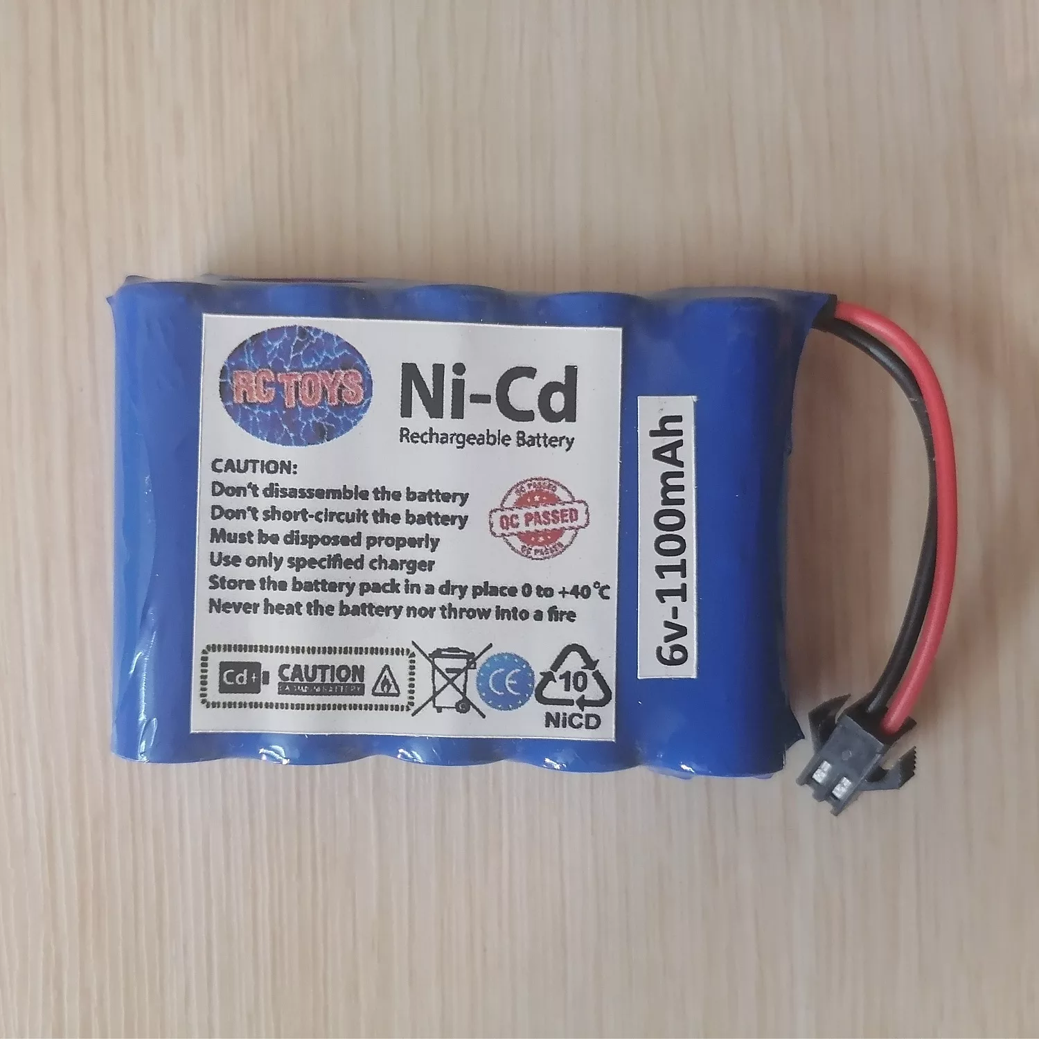 باتری نیکل-کادمیوم قابل شارژ آرسی تویز کد RCT-6v-1100-SM مدل 6 ولتی ظرفیت 1100 میلی آمپر ساعت
