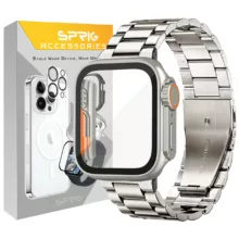 بند اسپریگ مدل 3Bead Ultra Design مناسب برای اپل واچ Series SE 2022 Aluminum Case 44mm / SE 2021 Aluminum Case 44mm / Series 5 44mm / Series 6 44mm / Series 4 44mm به همراه کاور