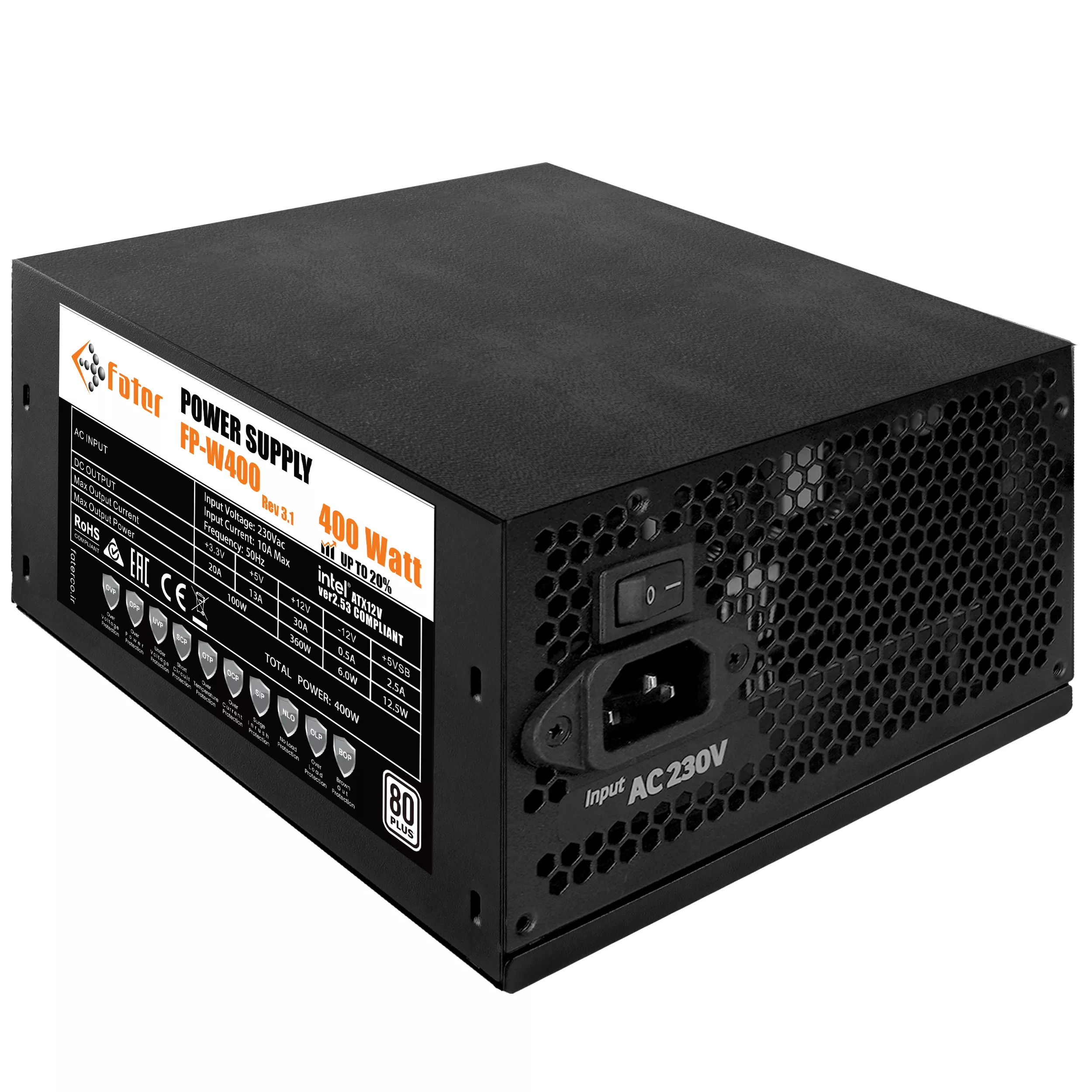 منبع تغذیه کامپیوتر 400 وات فاطر مدل FP-W400 80Plus 400W