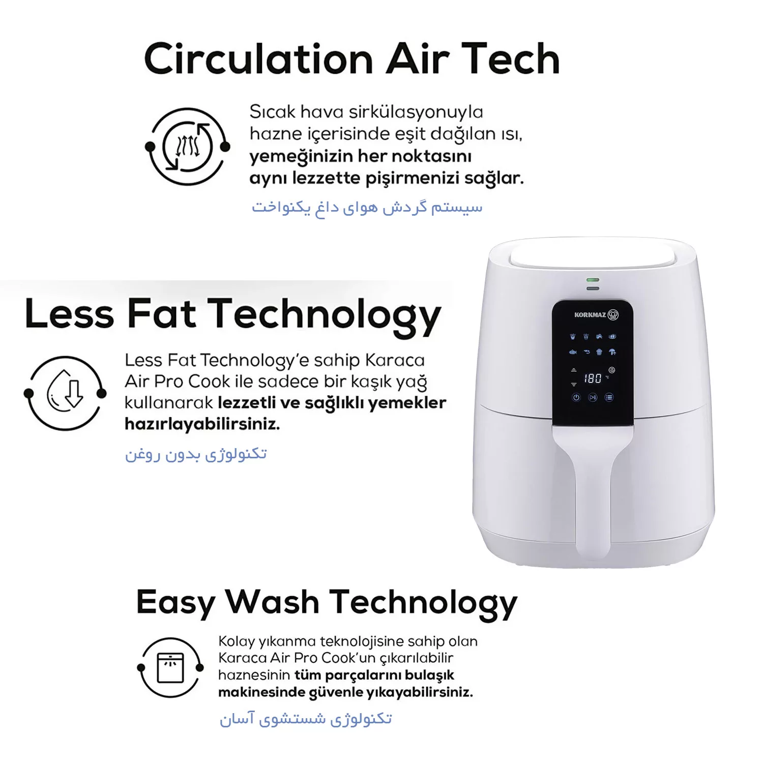 سرخ کن بدون روغن کرکماز مدل AIR-PRO A886