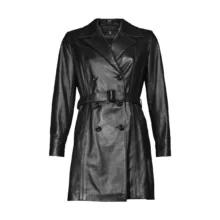 کت چرم زنانه چرمیران مدل آلا رنگ مشکی