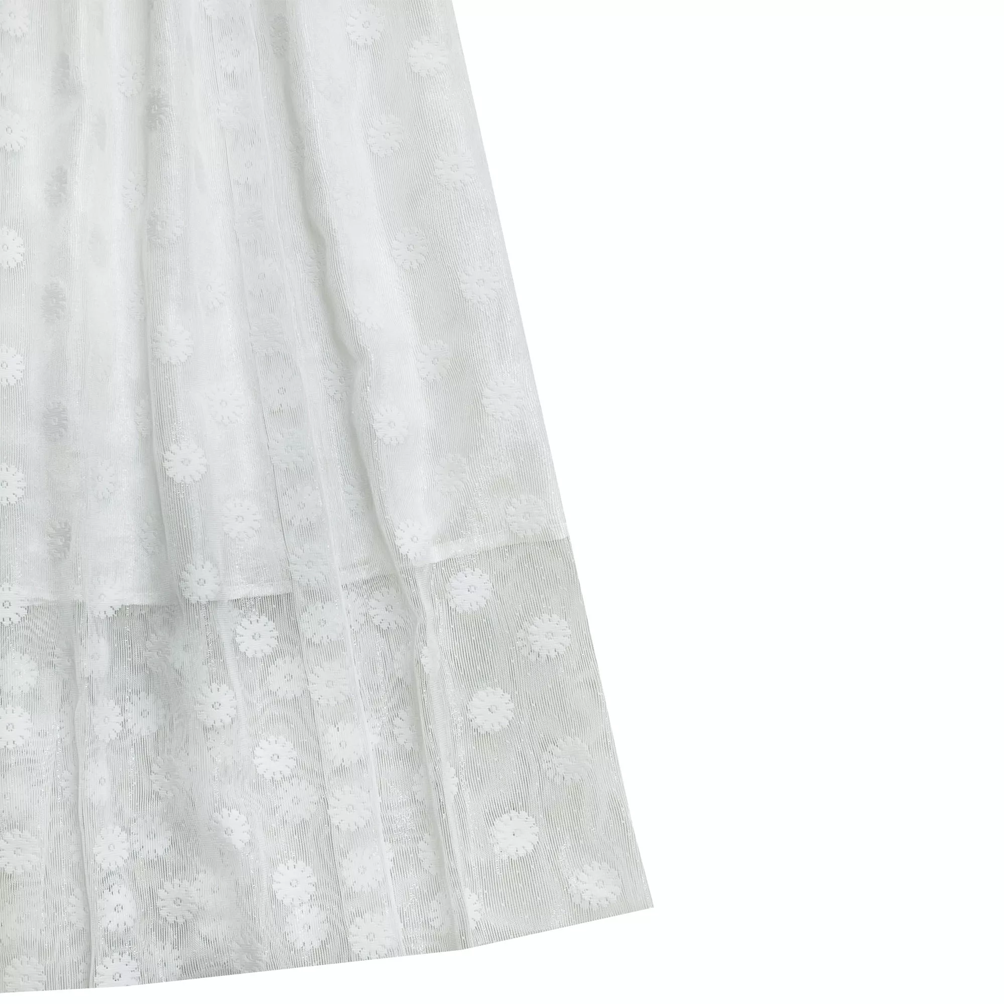 دامن چین‌دار زنانه مدل توری بابونه رنگ سفید