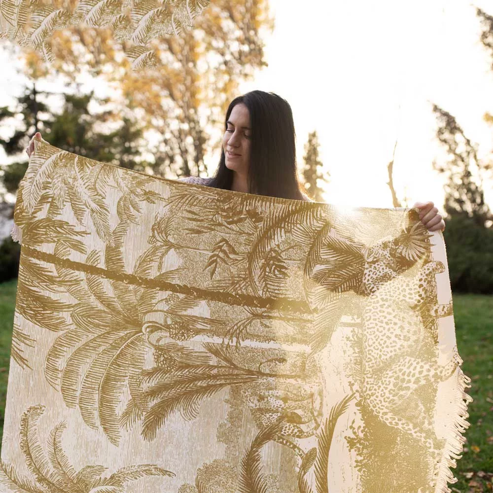 شال مبل طرح ببر کد H2SH1019 سایز 98x180 سانتی متر